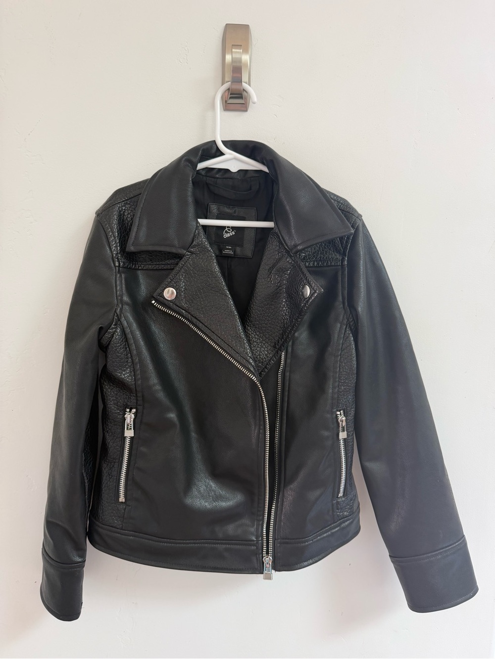 art class Black Faux Leather Moto Jacket with Silver Hardware